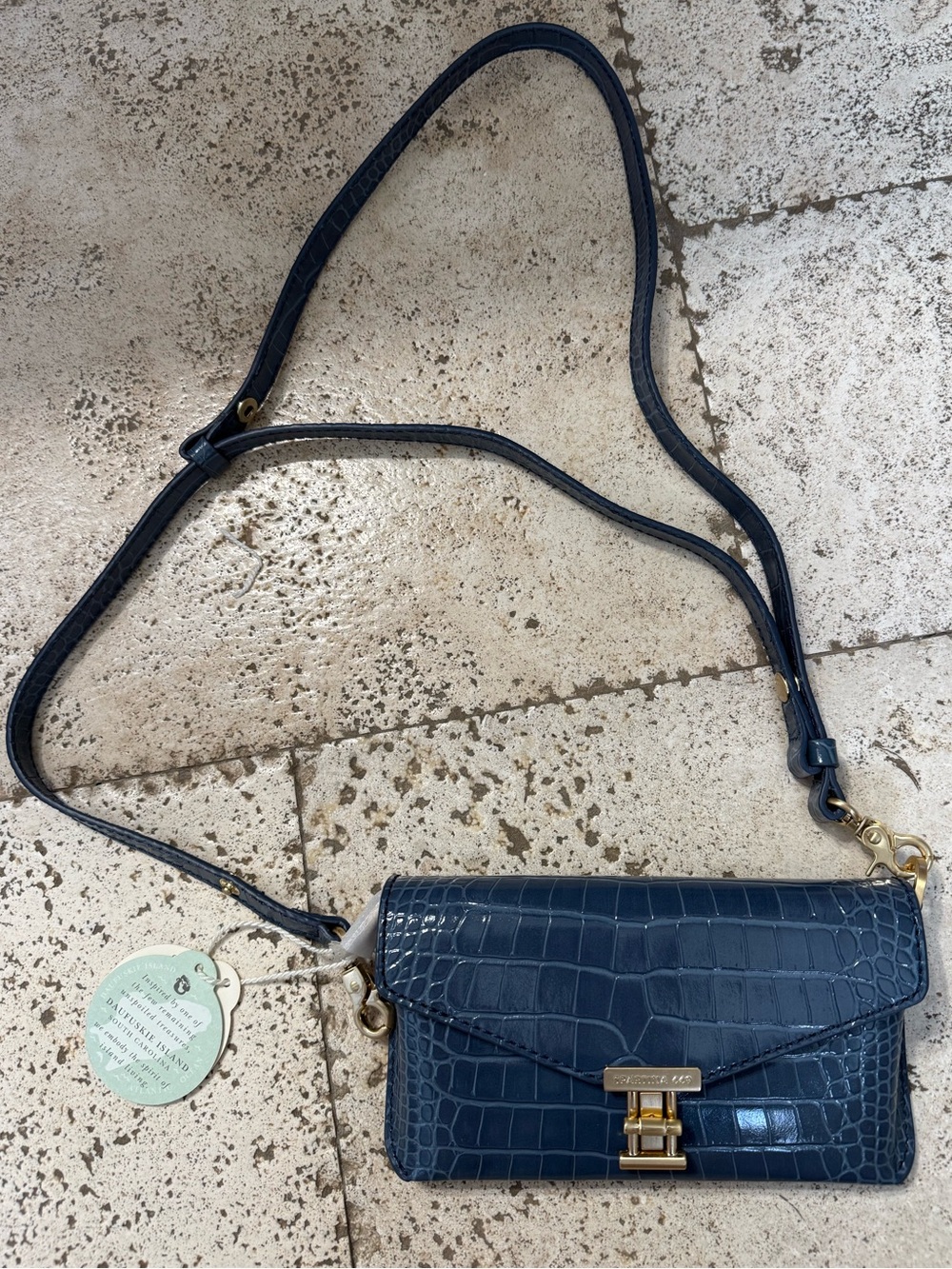Spartina 449 Siren Cassie Crossbody Indigo Croc Bag